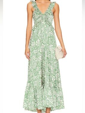 Heartloom Maxi Dress in Green and White Floral